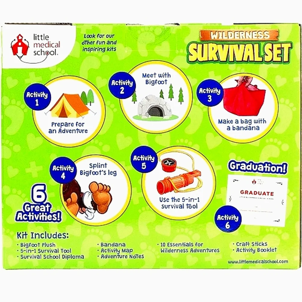 Little Medical School Wilderness Survival Play Set & Bigfoot Adventure Plush Toy